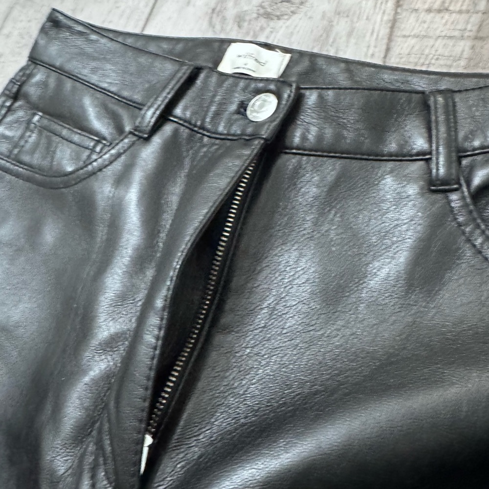 Aritzia Wilfred The Melina Full Length Vegan Faux Leather Straight Pants Black 4 - Picture 7 of 12